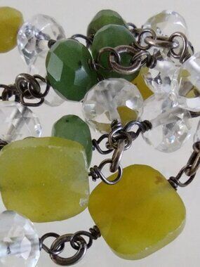 Silpada Canadian Jade Olive Jade and Crystal Sterling Silver Necklace